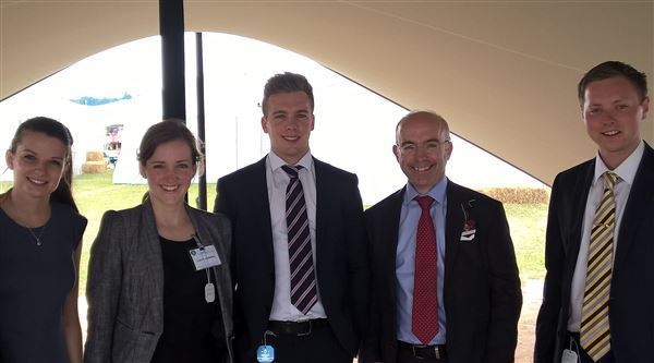 Nigel with four future leaders, who have each worked with him as interns and helped him with the future leaders fund.