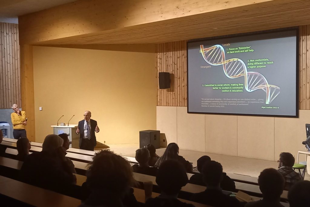 Nigel speaking at the University of East Anglia on "The DNA of Norwich Brands"